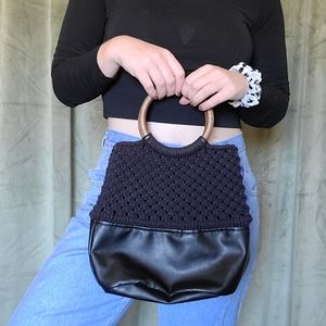 Boho Black Knit Handbag